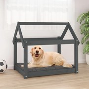 Cama para cães 81x60x70 cm madeira de pinho maciça cinza