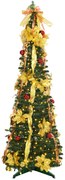 HOMCOM Árvore de Natal Dobrável 180 cm Árvore de Natal Artificial com Luzes LED e Decorações Pré-Instaladas  Ø60x180 cm Verde