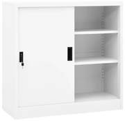 vidaXL Armário de escritório c/ porta deslizante 90x40x90cm aço branco