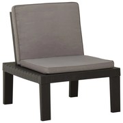 vidaXL Cadeira lounge de jardim com almofadão plástico cinzento