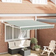 vidaXL Toldo Retrátil Manual Verde e Branco 300 x 250 cm