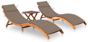 Espreguiçadeiras com mesa e almofadões 2 pcs acácia maciça
