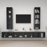 Armários de parede TV 4 pcs derivados madeira cinza brilhante