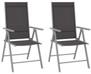 vidaXL Cadeiras de jardim dobráveis 2 pcs textilene preto