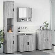 vidaXL Conjunto de Móveis para Banheiro com porta 4 pcs Cinza Sonoma
