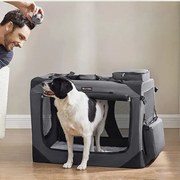 Transportadora dobrável para animais de Estimação L 81 x 58 x 58 cm cinzento