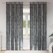 Cortinas de Veludo 2 pcs com Ilhós Cinza 260x140 cm