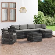 7 pcs conjunto lounge de paletes com almofadões pinho maciço