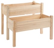 Outsunny Horta Elevada de Madeira de 2 Níveis Horta para Cultivo de Plantas Flores Verduras 86x85x72 cm Madeira | Aosom Portugal