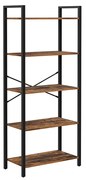 OKPET VASAGLE - Estante de armazenamento de 5 níveis, com estrutura de aço, para sala de estar, escritório, sala de estudo, corredor, estilo industrial, marrom rústico e preto LLS061B01