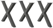 vidaXL Pés para mesa de jantar em formato de X, 3 peças, antracite, 90x (72-73) cm, aço