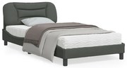 vidaXL Estrutura de cama sem colchão Hvar 100x200 cm tecido cinzento-escuro