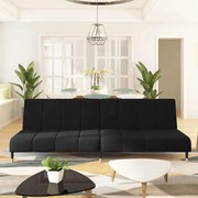 vidaXL Sofá-cama de 2 lugares veludo preto