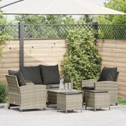 vidaXL 6 pcs conj. sofás jardim com almofadões vime PE cinzento-claro
