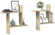 vidaXL Prateleiras de parede 2pcs derivados de madeira carvalho sonoma
