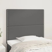 vidaXL Cabeceira de cama 2 pcs couro artificial 90x5x78/88 cm cinzento