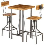 vidaXL Conjunto de bar 3 pcs teca recuperada maciça