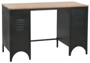 vidaXL Secretária pedestal duplo madeira abeto maciça aço 120x50x76cm