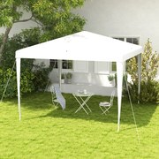 Tenda de Jardim Desmontável Tenda para Exteriores com 4 Orifícios de Drenagem e Tubo de Aço 293x293x252 cm Branco