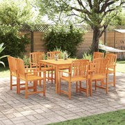 vidaXL Conjunto de Jantar de Jardim 9 pcs 180 x 90 x 75 cm