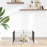 vidaXL Gaiola para animais de estimação com 8 painéis e porta, preta, 35x35 cm, aço