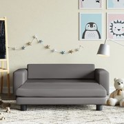 vidaXL Sofá infantil c/ apoio pés 100x50x30 cm couro artificial cinza
