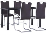 vidaXL 5 pcs conjunto de jantar couro artificial castanho