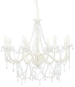 vidaXL Lustre com contas lâmpadas 8 x E14 branco