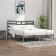 Estrutura de cama super king 180x200 cm madeira maciça cinzento