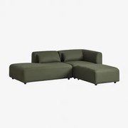 Sofá Modular De Canto De 2 Peças Com Chaise-longue Esquerda E Pufe Fogler Chenille Verde Sálvia - Sklum