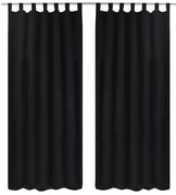 Cortinas de cetim com laços, 2 pcs, preto 140 x 175 cm