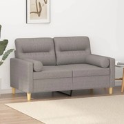 vidaXL Sofá 2 lug. +almofadas decoração 120cm tecido cinza-acastanhado