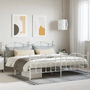 Estrutura de cama com cabeceira e pés 193x203 cm metal branco