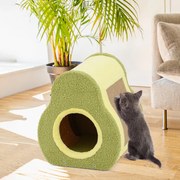 Casa para gatos em forma de abacate adorável com buraco para arranhar em juta Tábua de juta Condomínio para gatos de interior Verde