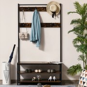Cabide de Pé Letit com Sapateira e Banco – 100x40x184 cm – Design Rúst