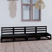 vidaXL Sofá de 4 lugares para jardim pinho maciço preto