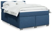 vidaXL Cama com molas/colchão 140x200 cm tecido azul
