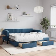 vidaXL Sofá-cama com gavetão e gavetas 80x200 cm veludo azul
