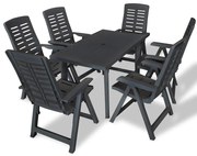 Conjunto de jantar de exterior 7 pcs plástico antracite