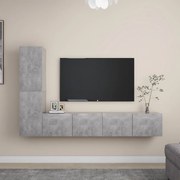 vidaXL 4 pcs conjunto de móveis de TV contraplacado cinzento cimento
