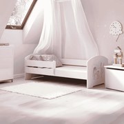 Cama infantil LUK unicórnio e princesa 160x80 branca com grade - colchão e estrado incluído