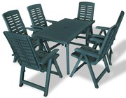 Conjunto de jantar de exterior 7 pcs plástico verde