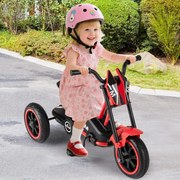 Triciclo para crianças de 3 rodas com pedais para frente/trás vermelho