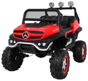 Carro elétrico para Crianças 2 lugares Mercedes BENZ UNIMOG 12V 4x4, Rodas Espuma EVA,Assento de couro Vermelho