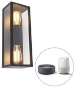 LED Candeeiro de parede inteligente preto 38 cm 2 luzes IP44 incl. Wifi ST64 - Charlois Design