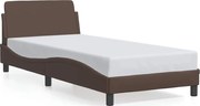 vidaXL Estrutura de cama Dover couro artificial 90x190 cm castanho