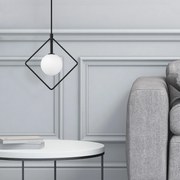 Candeeiro Suspenso Geometri – Preto e Branco – 24 x 12 cm