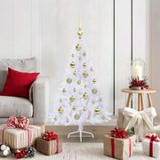 vidaXL Árvore de Natal Artificial com 150 LEDs Branco 120 cm PVC e Aço