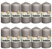 Bolsius Velas cilíndricas 10 pcs 120x58 mm cinzento