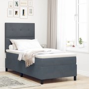 Cama Box Spring vidaXL com Colchão Cinza Escuro 90x200 cm Veludo